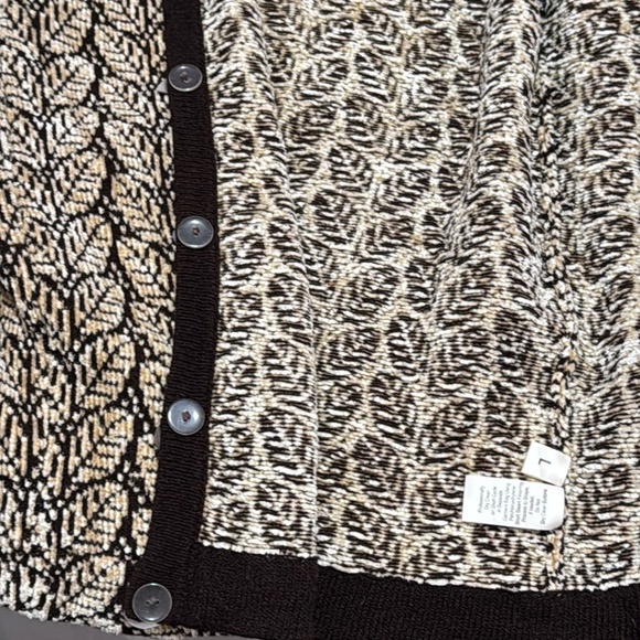 Vintage 90s Dia wool leaf print chunky cardigan sweater size Large - Picture 10 of 16
